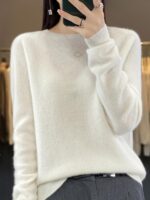 여성용 니트 캐시미어 바텀 스웨터, 새로운 가을, 겨울 대형 울 스웨터, 루즈하고 슬림한 스웨터 풀오버 탑 - 이미지 2