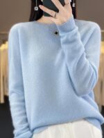 여성용 니트 캐시미어 바텀 스웨터, 새로운 가을, 겨울 대형 울 스웨터, 루즈하고 슬림한 스웨터 풀오버 탑 - 이미지 5