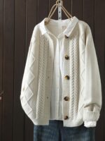 2025년 봄 가을 신상품 니트 가디건 여성 루즈한 기질 레이지 스타일 짧은 스웨터 재킷 라운드넥 소프트 탑 - 이미지 2