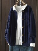 2025년 봄 가을 신상품 니트 가디건 여성 루즈한 기질 레이지 스타일 짧은 스웨터 재킷 라운드넥 소프트 탑 - 이미지 3