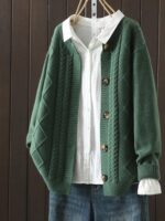 2025년 봄 가을 신상품 니트 가디건 여성 루즈한 기질 레이지 스타일 짧은 스웨터 재킷 라운드넥 소프트 탑 - 이미지 5