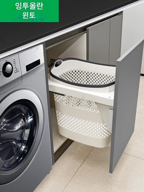 발코니 캐비닛 내장 더러운 옷 바구니 가정용 욕실 휴대용 대용량 세탁기 사이드 캐비닛 숨겨진 풀 바구니