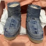 2024 짧은 배럴 코튼 부츠, 모피 및 가죽 스노우 부츠, 벨벳 레트로 데님 스노우 부츠, 두꺼운 밑창 라운드 투 부츠 - 이미지 3