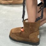 2024 짧은 배럴 코튼 부츠, 모피 및 가죽 스노우 부츠, 벨벳 레트로 데님 스노우 부츠, 두꺼운 밑창 라운드 투 부츠 - 이미지 5