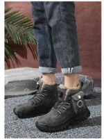 전기 가열 신발 충전식 워킹 남성용 겨울 야외 가열 신발 플러스 벨벳 전기 가열 스노우 부츠 내한성 보온 가열 신발 - 이미지 4