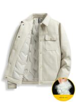 남성 다운 재킷, 가을/겨울 2025 신상품, 두꺼운 셔츠, 겨울 상의, 트렌디하고 멋진 라펠 작업복 재킷