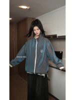 그라데이션 컬러 양면 재킷 남성 가을 스탠드업 칼라 아메리칸 재킷 코튼 의류 디자인 커플 소프트 쉘 어썰트 코튼 코트 - 이미지 5