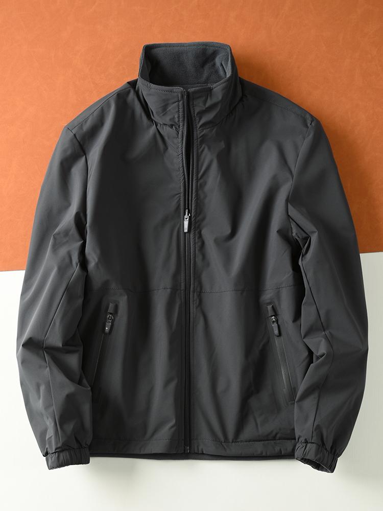 main_842446567211_0 디지아 양면 소프트쉘 재킷 가을 겨울 남성용 스탠드업 칼라 합성 폴라 플리스 재킷 방수 두꺼워짐 재킷 - 이미지 1