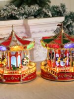 조명과 음악 회전목마가 있는 새로운 크리스마스 음악 상자 크리스마스 선물 장식