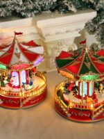 조명과 음악 회전목마가 있는 새로운 크리스마스 음악 상자 크리스마스 선물 장식 - 이미지 2