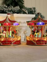 조명과 음악 회전목마가 있는 새로운 크리스마스 음악 상자 크리스마스 선물 장식 - 이미지 3