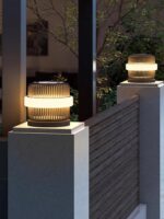 야외 울타리 기둥 조명 야외 방수 태양열 정원 기둥 조명 빌라 게이트 기둥 조명 원형 게이트 조명 - 이미지 2