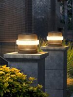 야외 울타리 기둥 조명 야외 방수 태양열 정원 기둥 조명 빌라 게이트 기둥 조명 원형 게이트 조명 - 이미지 3