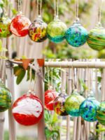 6팩 정원 장식 볼 안뜰 원형 볼 펜던트 레인보우 볼 크리스마스 분위기 레이아웃 크리스마스 트리 장식 - 이미지 2