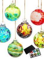 6팩 정원 장식 볼 안뜰 원형 볼 펜던트 레인보우 볼 크리스마스 분위기 레이아웃 크리스마스 트리 장식 - 이미지 5