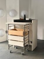 중고 솔리드 우드 접이식 테이블 다기능 직사각형 보이지 않는 침대 옆 탁자 이동식 카트 서재 사무실 책상 - 이미지 2