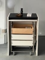 중고 솔리드 우드 접이식 테이블 다기능 직사각형 보이지 않는 침대 옆 탁자 이동식 카트 서재 사무실 책상 - 이미지 3