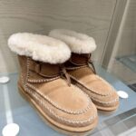 UGG 가을 겨울 신상품 여성 패션 편안한 단색 레이스업 장식 스티칭 숏 부츠 캐주얼 스노우 부츠 1158251