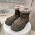 UGG 가을 겨울 신상품 여성 패션 편안한 단색 레이스업 장식 스티칭 숏 부츠 캐주얼 스노우 부츠 1158251 - 이미지 4