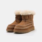 UGG 가을 겨울 신상품 여성 패션 편안한 단색 레이스업 장식 스티칭 숏 부츠 캐주얼 스노우 부츠 1158251 - 이미지 5