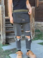 여성용 맞춤형 로고 바리스타 컬러 매칭 허리띠가 있는 일본식 반장 앞치마, 남성용 주방 짧은 조절 가능 작업복 - 이미지 4