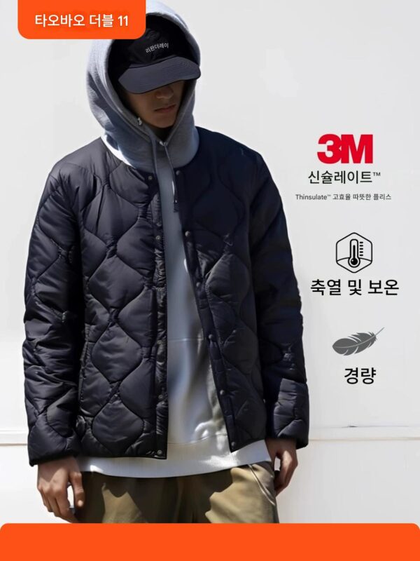 양면 RE 신제품 2025년형 고급 3M 신슐레이트 단열 코튼 패딩 재킷, 칼라 없음, 남녀 가을/겨울 아우터웨어