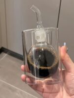 오일 걸이가 없는 미니멀리스트 유리 오일 냄비 주방 가정 특수 오일 병 간장 식초 용기 식품 등급 오일 탱크 ins 스타일