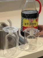 오일 걸이가 없는 미니멀리스트 유리 오일 냄비 주방 가정 특수 오일 병 간장 식초 용기 식품 등급 오일 탱크 ins 스타일 - 이미지 4