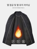 남성용 눈송이 중간 길이 셔츠 칼라 정장 스타일 다운 재킷, 2025년 겨울 신상품 패션 비즈니스 재킷 - 이미지 3