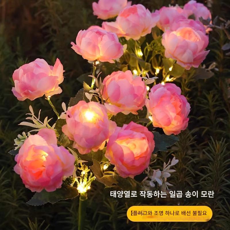 main_854946699106_0 태양광 정원 조명 야외 방수 가정용 정원 마당 잔디 조명 야외 장식용 모란 꽃 지면 조명 - 이미지 1