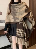 아우터 웨어 숄 케이프 스웨터 코트 여성 봄 가을 2025 대형 팻 mm 고급 루즈 레트로 태슬 탑 - 이미지 3