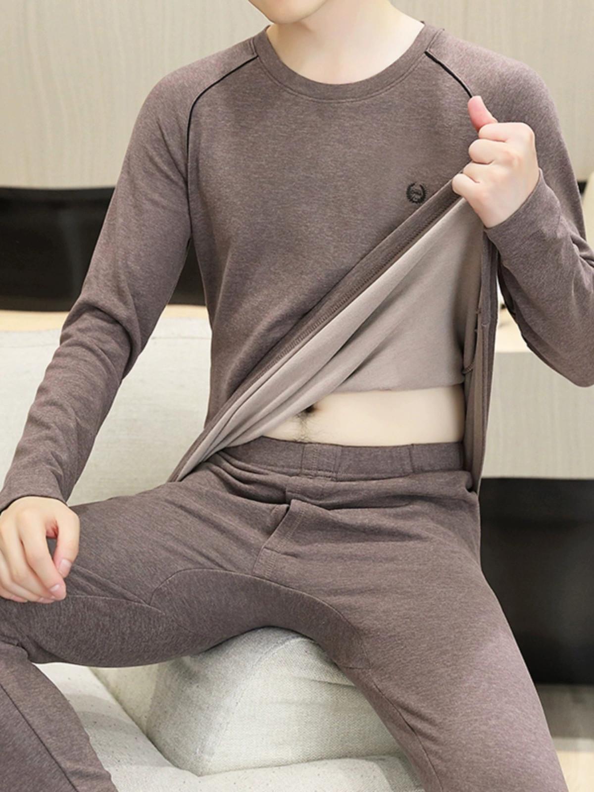 main_857967484843_0 남성용 데롱 써멀 속옷, 양면 기모, 두껍고 몸에 꼭 맞는 속옷, 데롱 써멀 속옷 남성용 세트 - 이미지 1