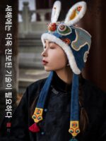 왕의 핸드메이드 뱀 코일 토끼 모자 자수 diy 핸드메이드 소재 패키지 중국 무형문화유산 뱀년 새해 고급 여성 선물 - 이미지 2