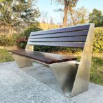 공원 의자 야외 스테인리스 스틸 벤치 파인애플 부식 방지 목재 플라스틱 마감 벤치 무거운 대나무 목재 뒷마당 좌석 - 이미지 2