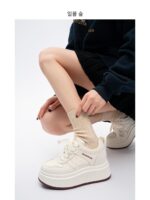 선셋포레스트 7cm 두께 밑창 여성 캐주얼 2025 봄 신상 소형 키높이화 올매치 화이트화 스포츠화 - 이미지 2