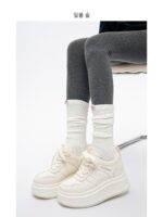 선셋포레스트 7cm 두께 밑창 여성 캐주얼 2025 봄 신상 소형 키높이화 올매치 화이트화 스포츠화 - 이미지 3