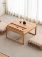 산서 레드 오크 수납 티테이블 발코니 로우 티테이블 젠 다다미 플랫폼 소형 심플 2인용 티테이블