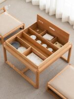 산서 레드 오크 수납 티테이블 발코니 로우 티테이블 젠 다다미 플랫폼 소형 심플 2인용 티테이블 - 이미지 4