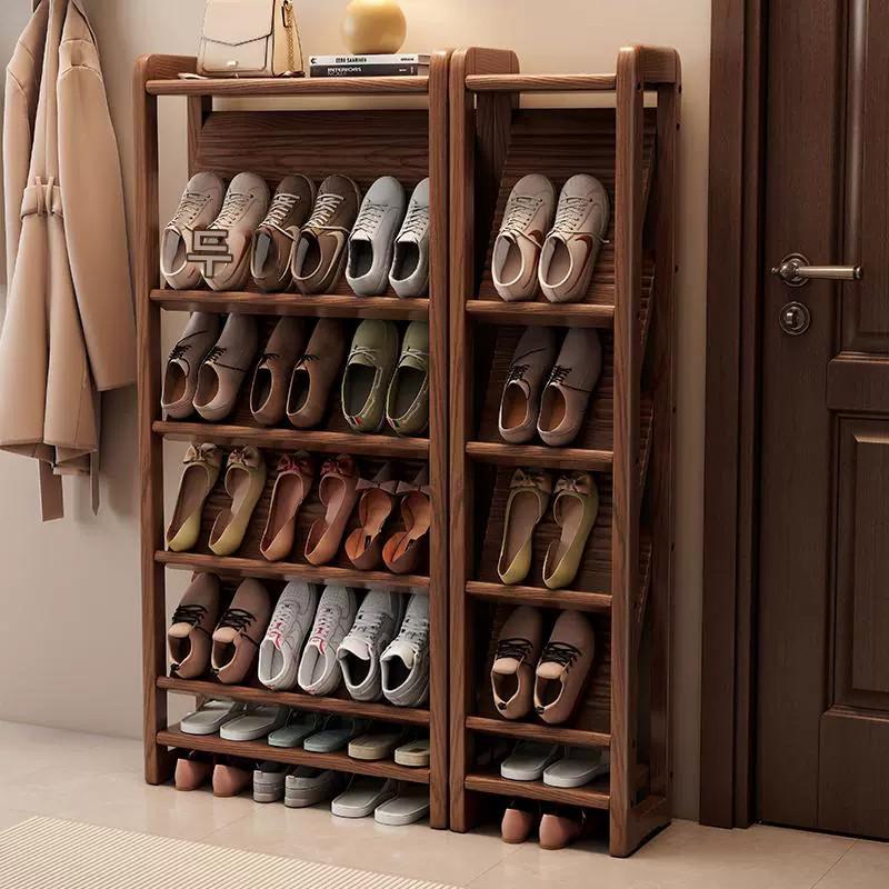 main_886720799699_0 현관, 주택 입구, 실내 심플한 다층 신발장, 좁은 모서리의 소형 아파트 현관 신발 보관 선반용 견고한 원목 신발장 - 이미지 1