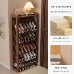 현관, 주택 입구, 실내 심플한 다층 신발장, 좁은 모서리의 소형 아파트 현관 신발 보관 선반용 견고한 원목 신발장 - 이미지 2