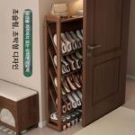 현관, 주택 입구, 실내 심플한 다층 신발장, 좁은 모서리의 소형 아파트 현관 신발 보관 선반용 견고한 원목 신발장 - 이미지 3