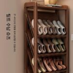 현관, 주택 입구, 실내 심플한 다층 신발장, 좁은 모서리의 소형 아파트 현관 신발 보관 선반용 견고한 원목 신발장 - 이미지 4