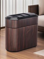 새로운 중국식 스마트 쓰레기통 목재 무늬 틈새 유도등 고급 고급 가정 주방 거실 전기 자동 - 이미지 5