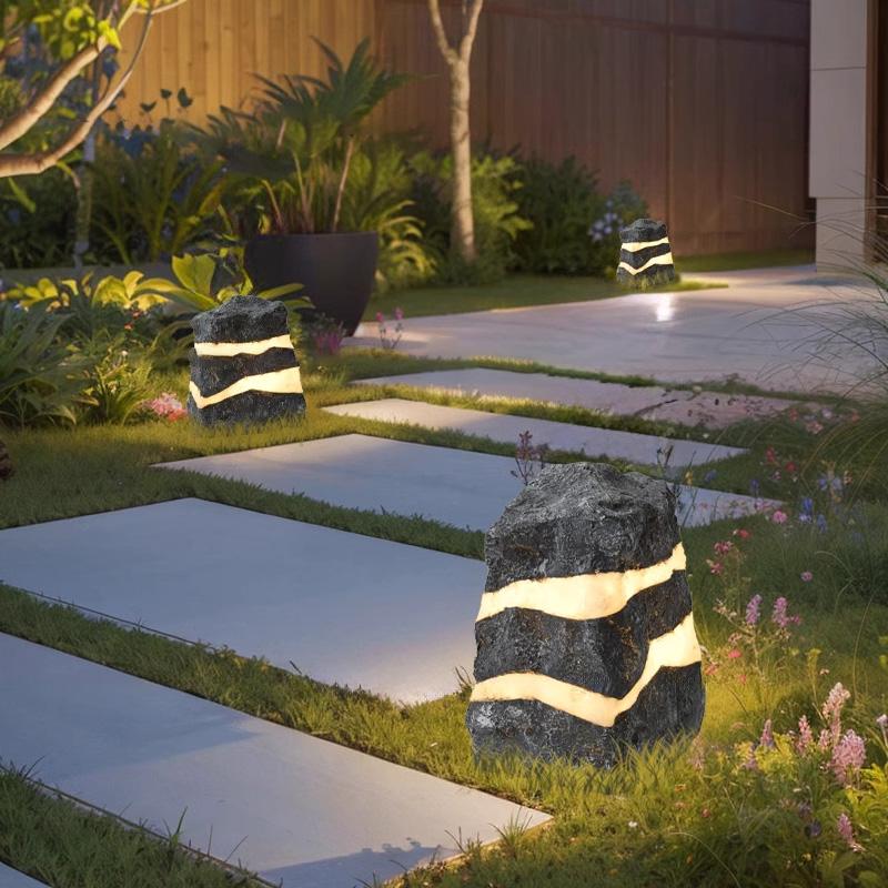 main_924590522161_0 LED 발광 시뮬레이션 스톤 램프 야외 야경 유리섬유 조경 램프 방수 공원 빌라 안뜰 잔디 램프 - 이미지 1