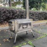 야외 접이식 다기능 조명 장작 난방 스토브 스테인리스 스틸 텐트 스토브 피크닉 캠핑 휴대용 장작 스토브 선물 상자