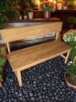 견고한 나무 벤치 티크 색상 레트로 소파 등받이 벤치 오래된 호두색 상점 휴식 의자 소품 오래된 - 이미지 3