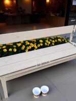 견고한 나무 벤치 티크 색상 레트로 소파 등받이 벤치 오래된 호두색 상점 휴식 의자 소품 오래된 - 이미지 5