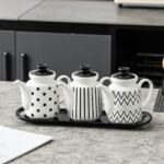 헵번 스타일 세라믹 오일 냄비 상업용 오일 병 간장 식초 냄비 가정 주방 조미료 병 레스토랑 조미료 냄비 세트