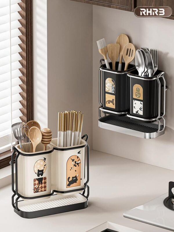 일본 RHRB 주방 젓가락 통 조리대 젓가락 바구니 식기 숟가락 물받이 보관 상자 무료 펀칭 젓가락 케이지 랙