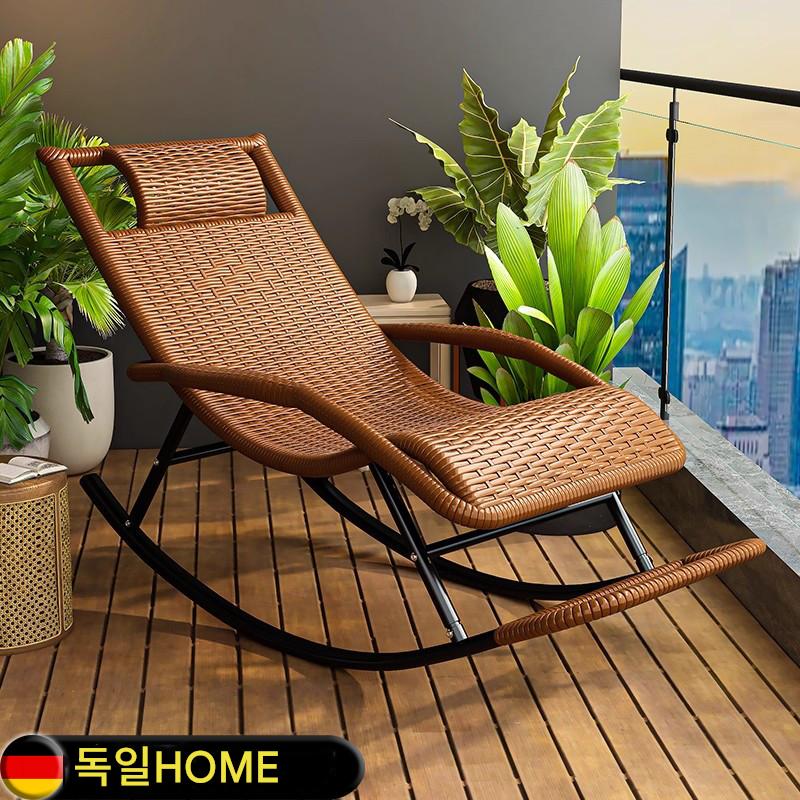 main_961541586413_0 독일 HOME 라탄 안락의자 라탄 의자 리클라이너 노인용 로킹체어 등받이 여름집 행복 발코니 낮잠 - 이미지 1